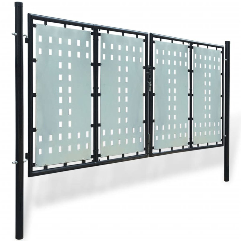Crabtree Metal Door Fence Garden Mesh Gate with Lock Patio Fencing Terrace, 100 x 225 cm