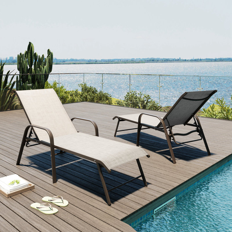 Chaise longue d'extérieur en aluminium Guyden, Beige