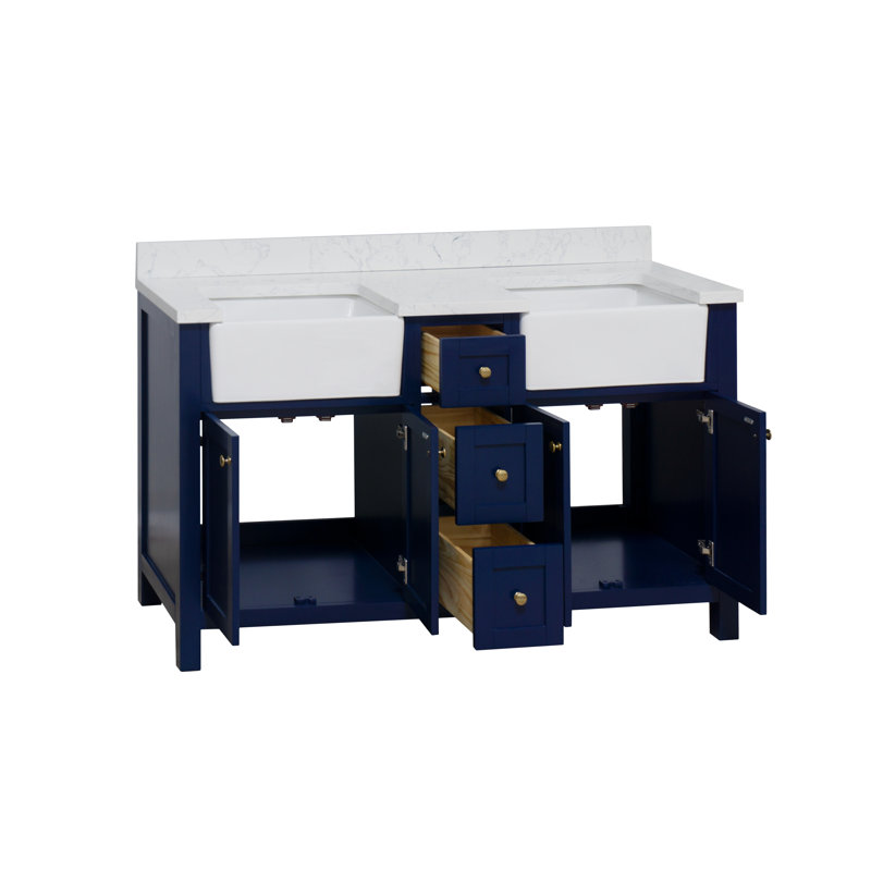 Meuble-lavabo double l 60 po Yorkshire, Bleu royal