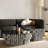 Black Round & Square Coffee Table Set with Tempered Glass Top