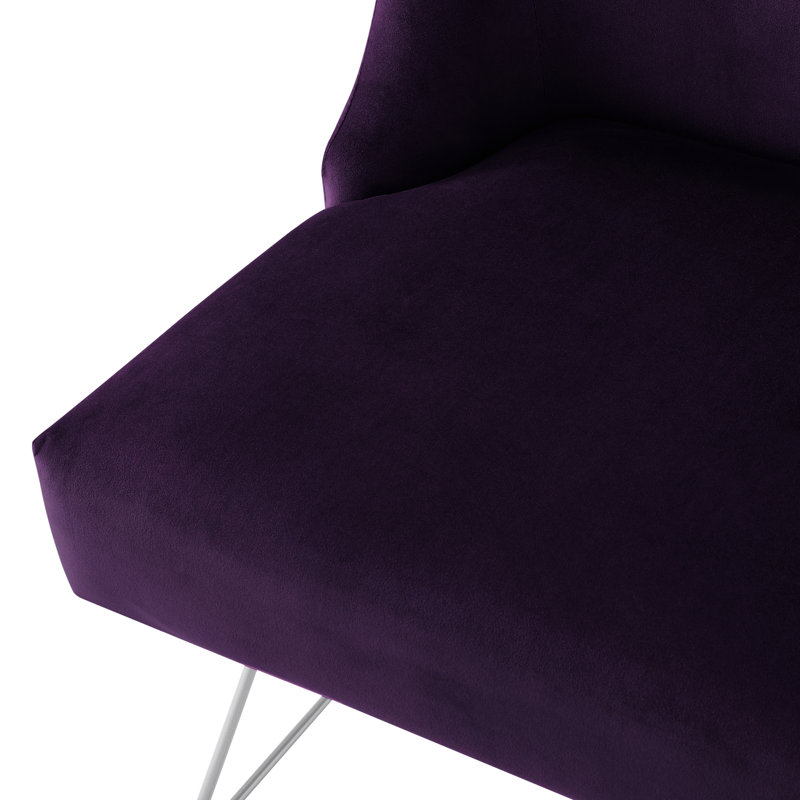 Zena Velvet Upholstered Vanity Stool For Bedroom Makeup Room, Purple