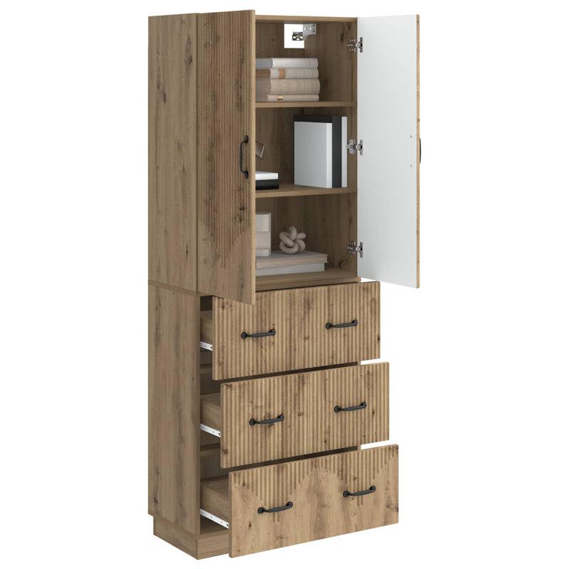 2 -Door 3 -Drawer 2 -Shelf Storage Cabinet, Artisan Oak