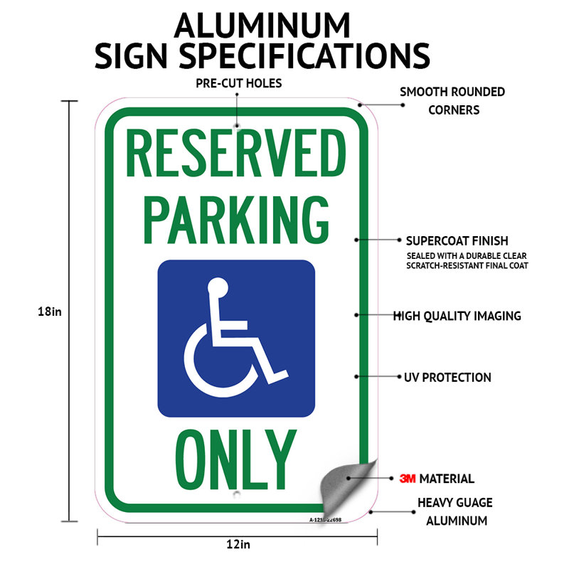 Parking in Designated Spaces Only Aluminum Sign