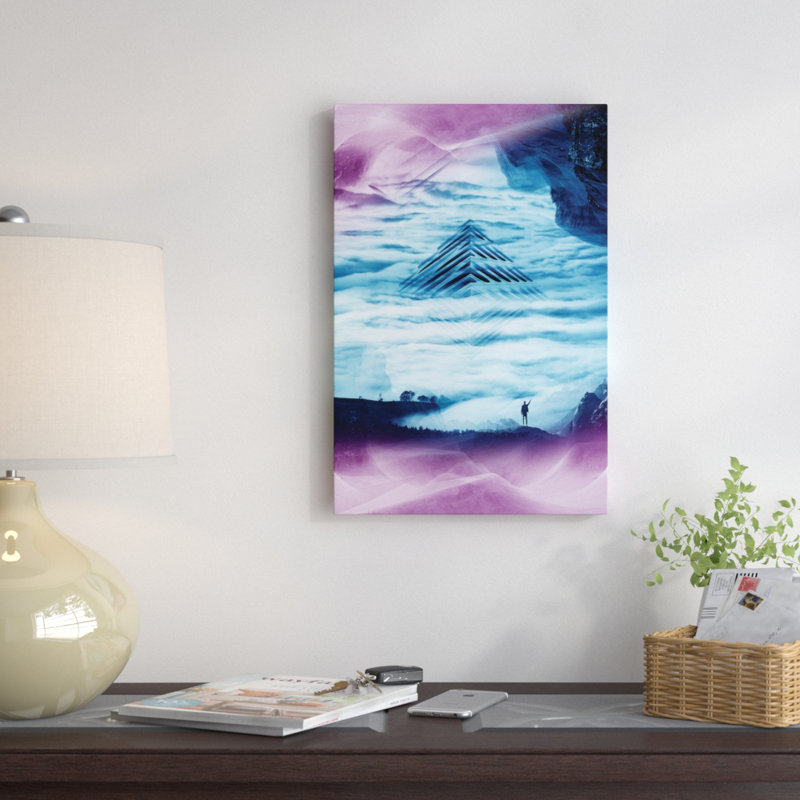 « de bleu », reproduction d’impression sur toile tendue, H 26 po x l 18 po x P 1,5 po, Pas de tapis, Toile avec cadre noir