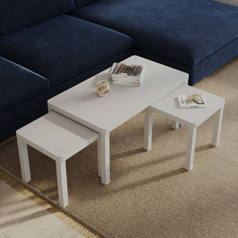 3 - Piece Living Room Table Set, White