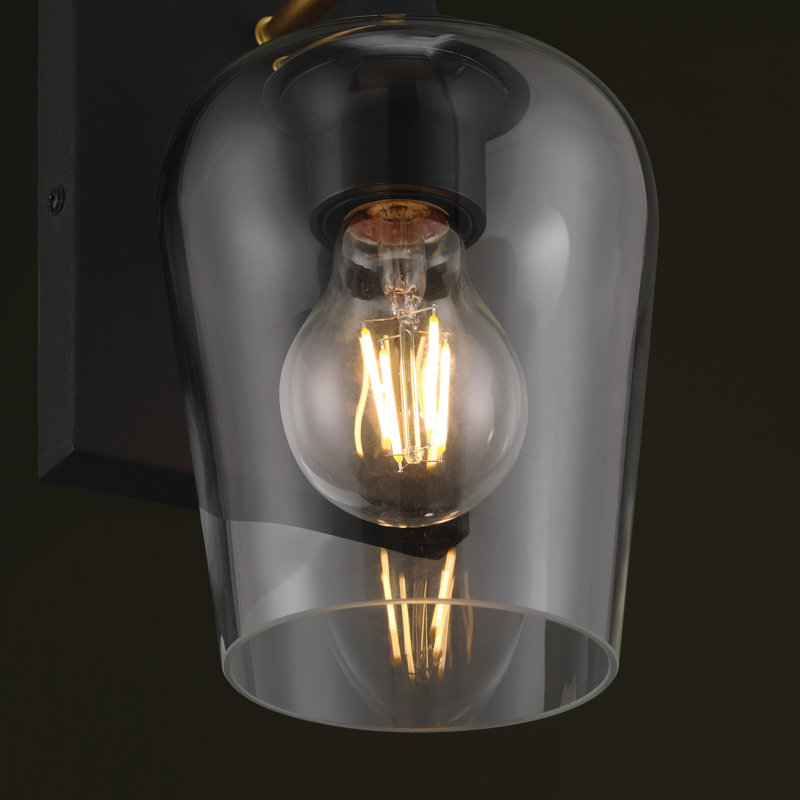 1 - Light Dimmable Armed Sconce, Matte Black