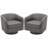 Applewold Upholstered Gray Cotton Blend Swivel Barrel Chair with Solid Wood Base-1684772863