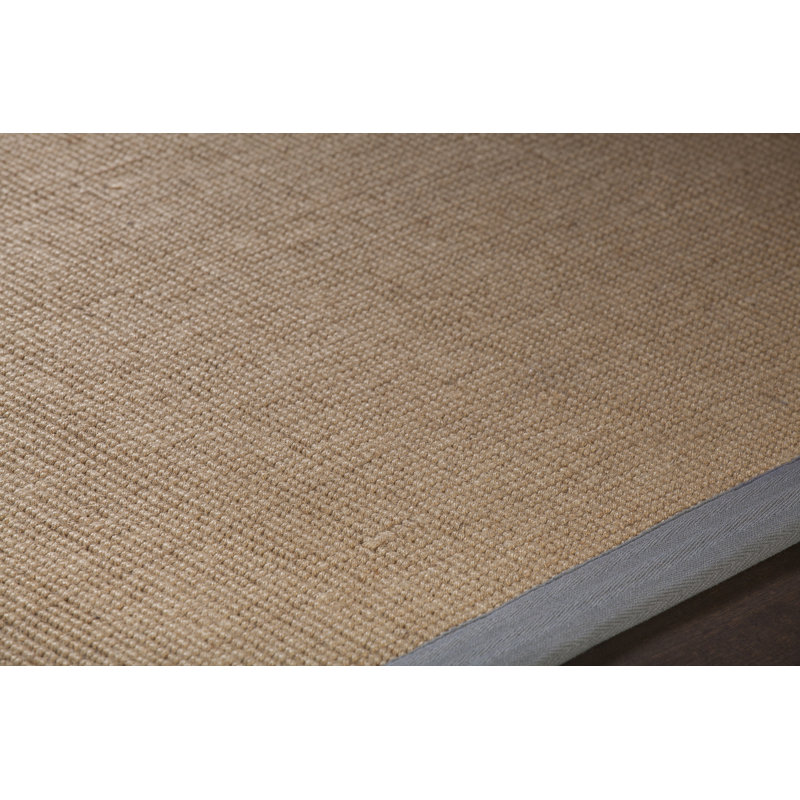 Wroblewski Hand Woven Jute Brown Gray Solid Color Area Rug, Rectangle 9' x 13', Brown/Gray