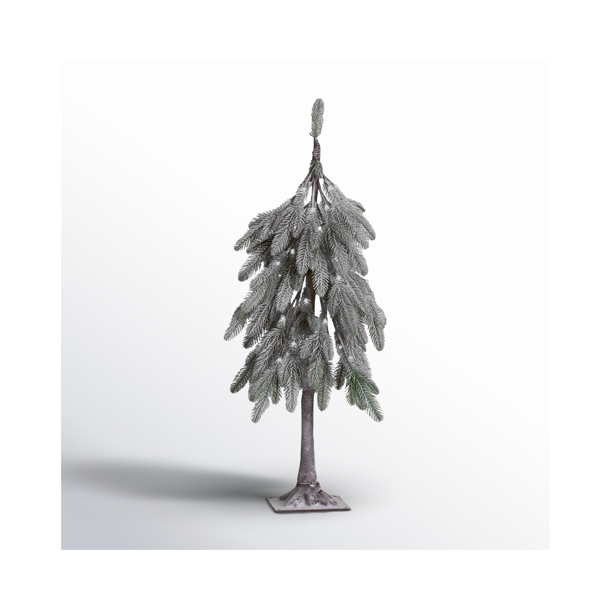 35.5" Christmas Lit Flocked Droopy Tree, Green