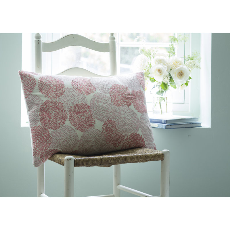 Zinnia Embroidered 100% Cotton Lumbar Pillow