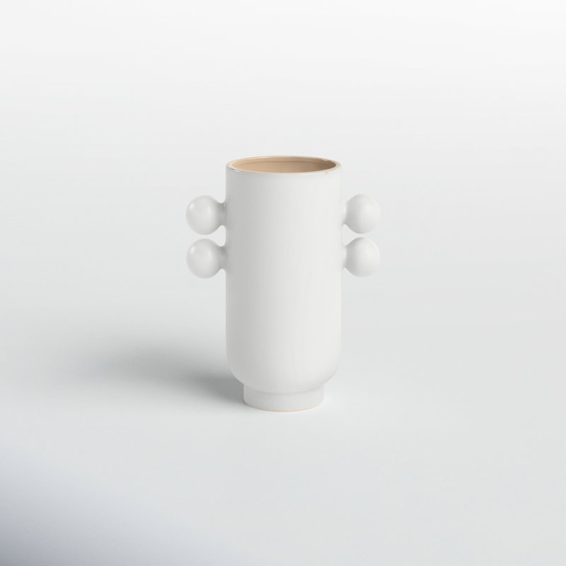 White Round Handmade Ceramic Planter with Spheres