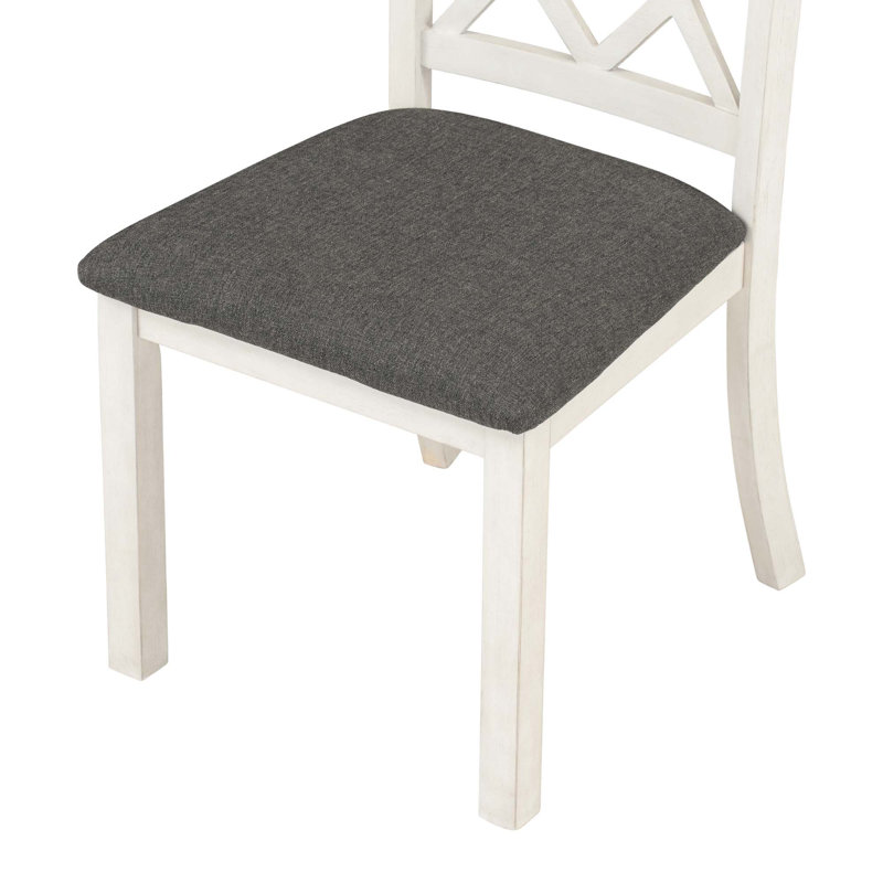 Ensemble de table de salle à manger 5 pièces Mid-Century, Brun, Gris / blanc crème