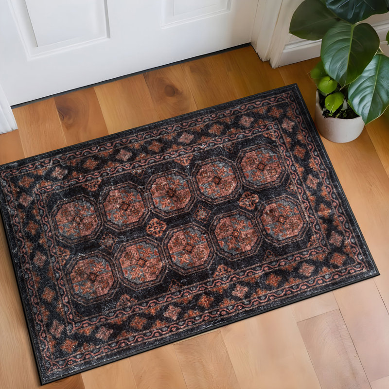 Tapis transitionnel marocain antidérapant lavable, Rectangle 2' x 3'