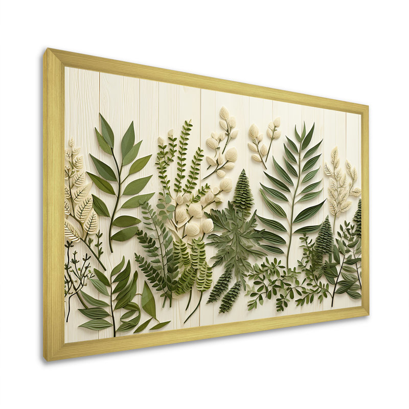 Art sur toile Herbes Chive Symphony 3, Cadre d'angle fermé doré, H 12 po x l 20 po x P 1 po