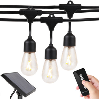 Pro 12-Light 27 ft. Outdoor Solar Powered Remote Controlled 1-Watt 3000K Soft White Bulb LED String Lights