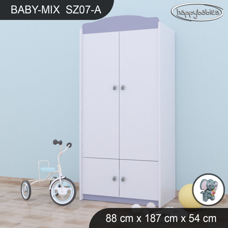 Baby 4 Door Wardrobe, Grey