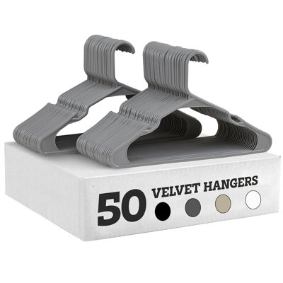 50 PACK Gray Plastic Non-Slip Standard Hanger