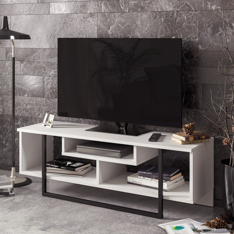 Casey-Ann Unfinished TV Stand for TVs up to 40", White/Black