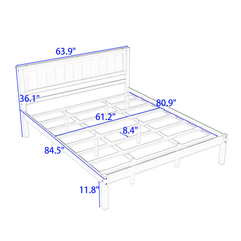 Base de lit plateforme en bois avec tête de lit, Espresso, Grand