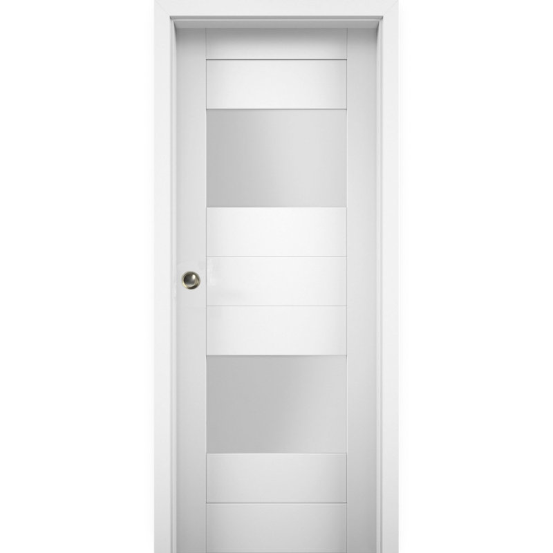 Porte blanche en verre givré Sete, 24 po x 80 po