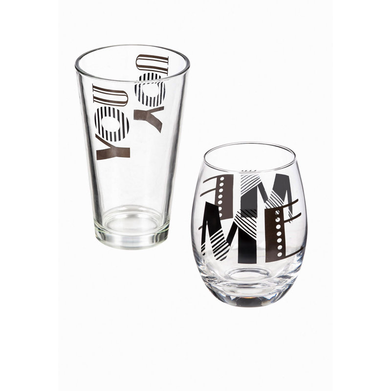 Ensemble de verres en verre assortis en verre 2 pièces Hitching