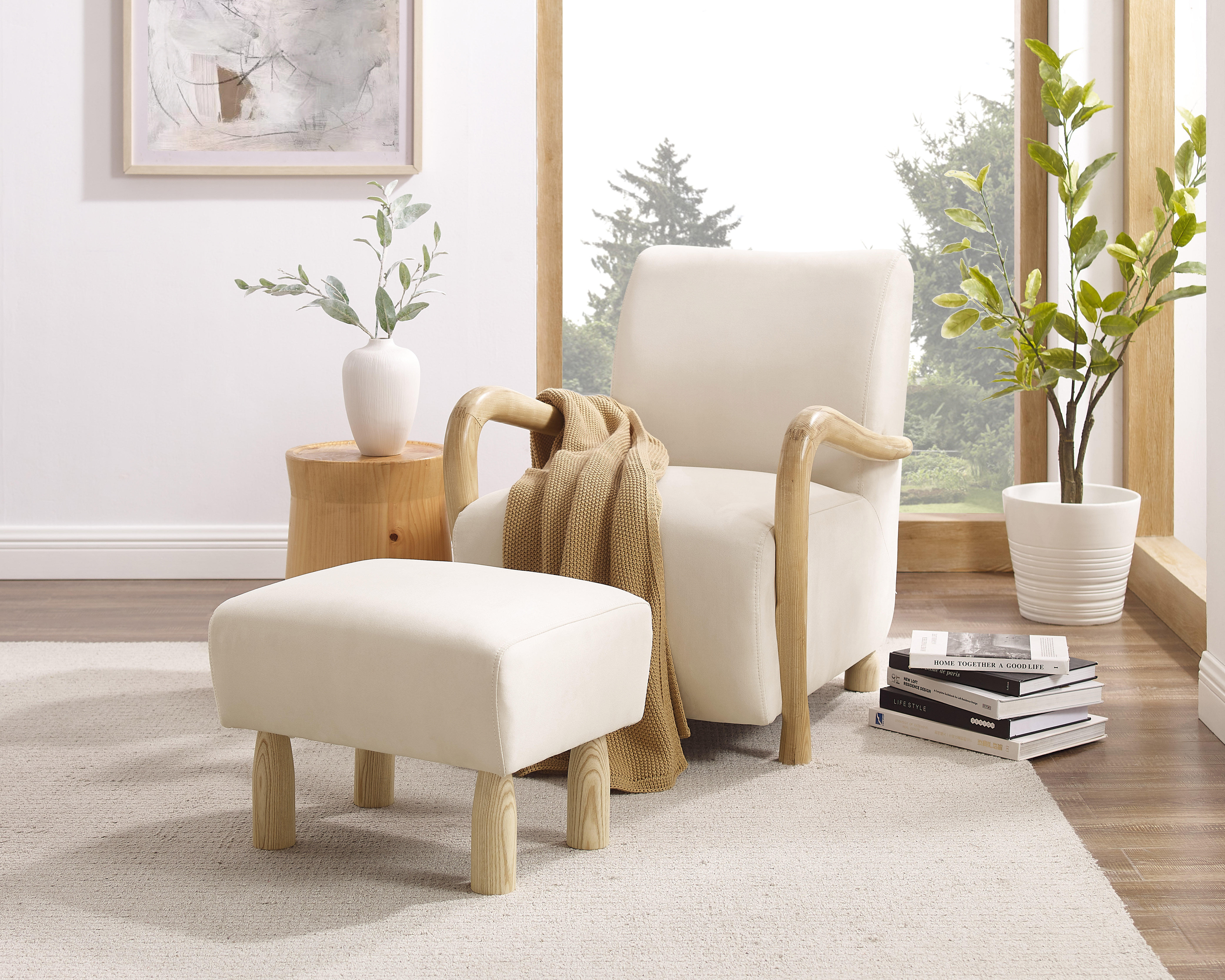 Accent chair with footrest hot sale