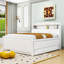Lit plateforme multifonctionnel avec tête de lit à DEL et lit gigogne simple avec rangement-2140503646