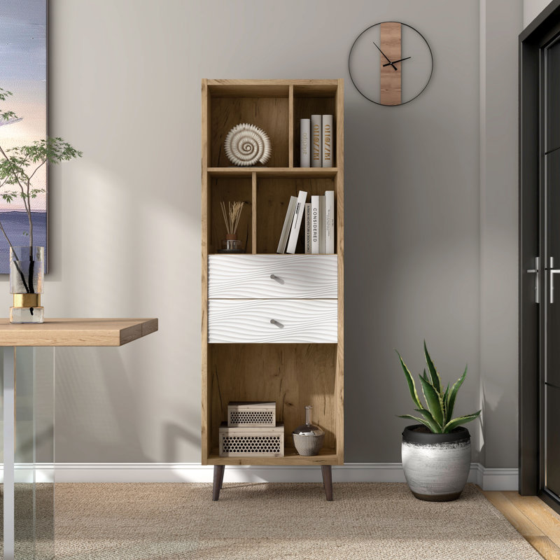 Anatole 70.4"H Bookcase with Shelves and Drawers