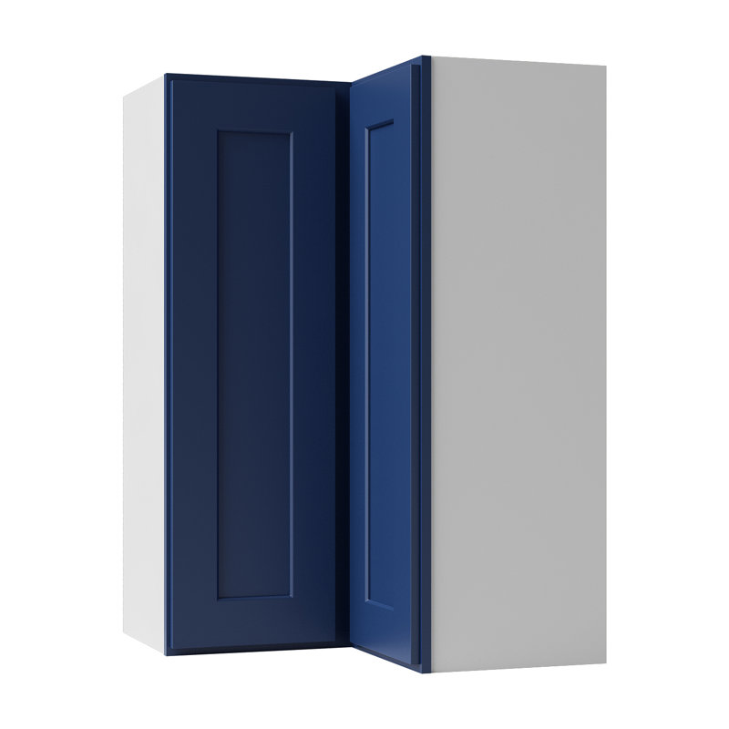 Armoire murale d'angle, 24" W x 36" H x 12" D, Shaker bleu