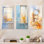 «Yellow Blooms Farm Windows Countryside I», ensemble de 3 reproductions d'art sur toile