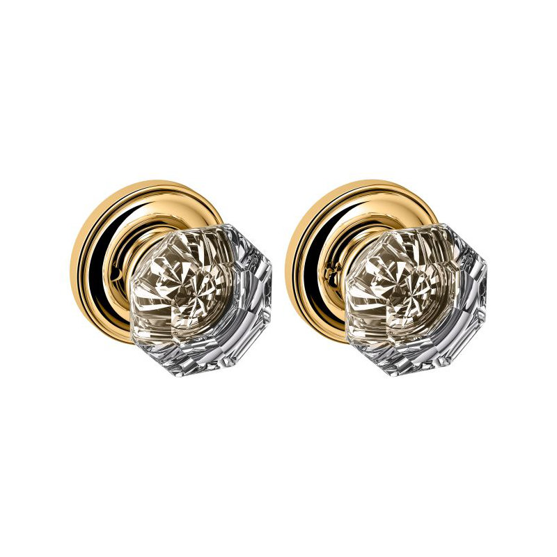Filmore Privacy Door Knob with 5048 Rose, Polished Brass