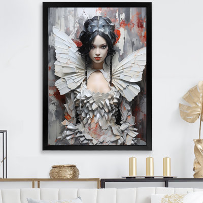 «White Butterfly Glam Woman II», art mural glam