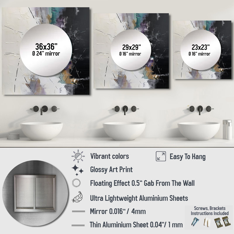 Khyier - Modern Geometric Square Mirror Wall Decor For Bedroom, 23" x 23"