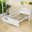 Lit plateforme 3 tiroirs en bois avec tête de lit et lit gigogne simple-380931664