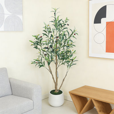 47" Real-Touch Artificial Olive Tree in  White Planter
