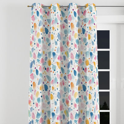 Teens Celebration Velvet Curtains - Fun Girl Confetti Pastels Grommet Curtain - 1 Panel