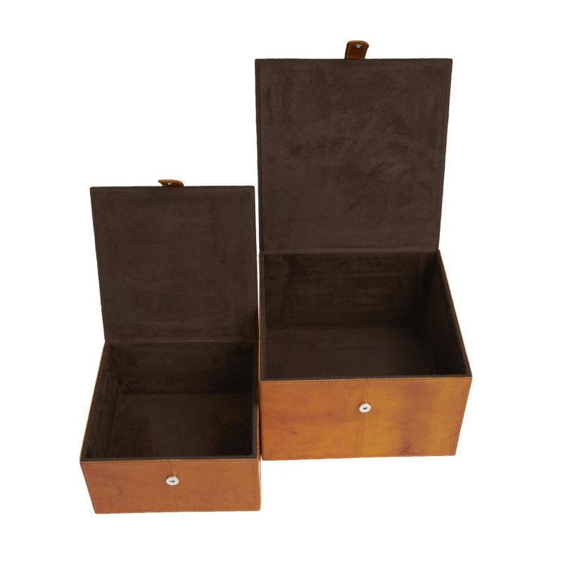 Boîte décorative en cuir Brownsburg, Brun cognac, H 6,05 po x l 10,15 po x L 9,9 po