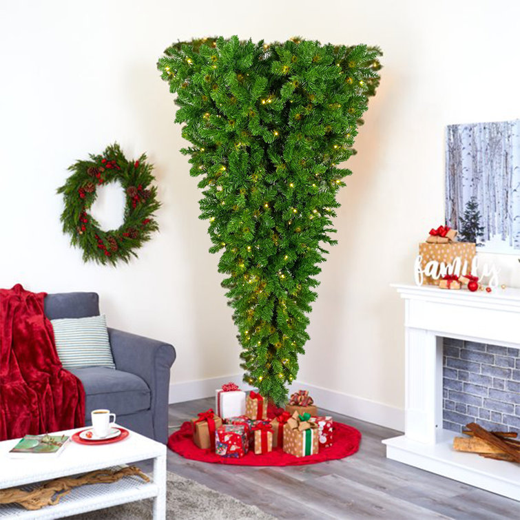 The Holiday Aisle® 6FT Pre-Lit Upside Down Christmas Tree, Artificial Christmas  Tree w/ Metal Stand, 360 LED Lights | Wayfair