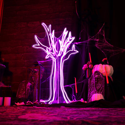 Haunted Hill Farm 44-In LED Ghost Tree Halloween Decoration in Purple