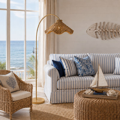 Millerville 70.5" Rattan Arched Floor Lamp