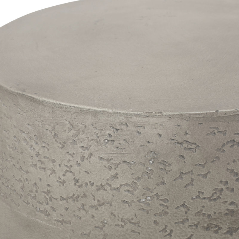 Table d'appoint en béton léger en forme de tambour - thème, sans assemblage, l 19,5 po x P 19,5 po, H 16,35 po, gris pour la forme du thème, finition