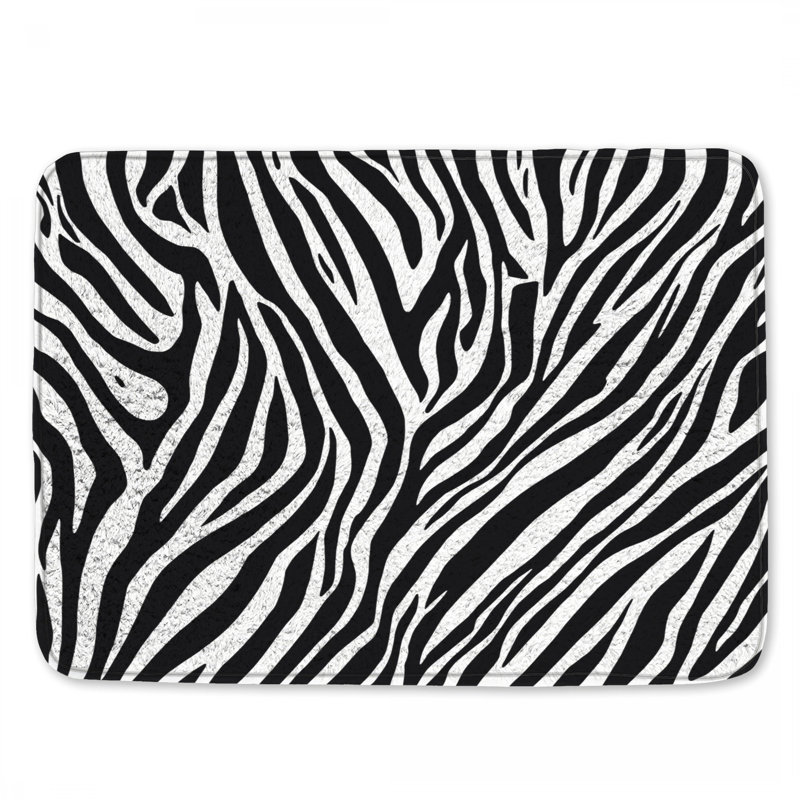 Tapis de bain noir à rayures zébrées, L 34 po x L 21 po