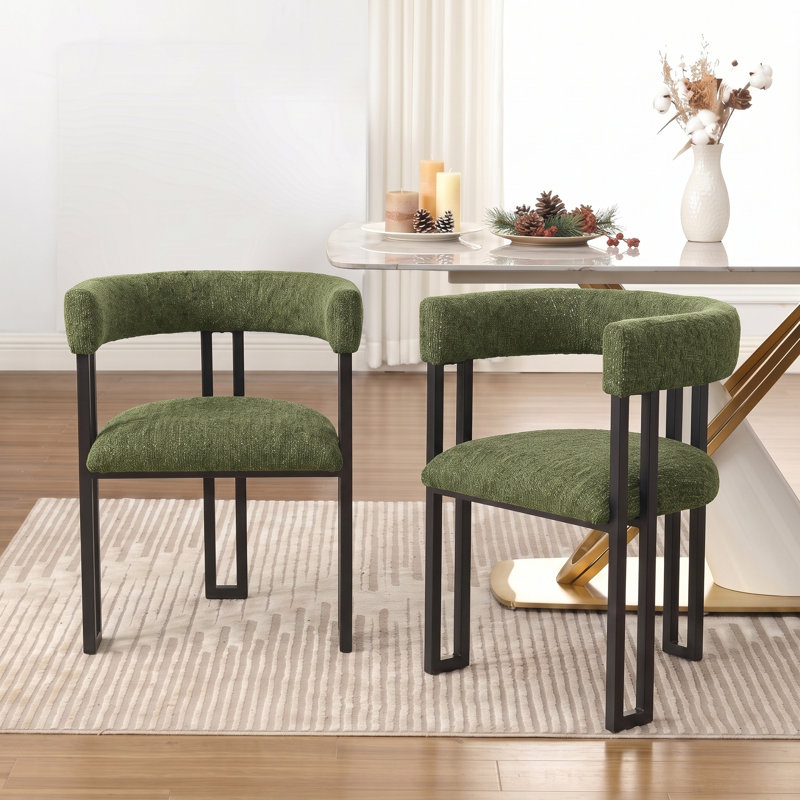Chaise moderne à dossier incurvé en tissu moderne, Vert