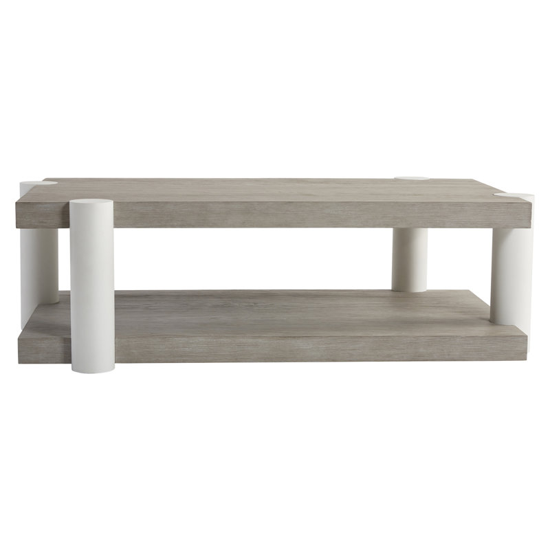 Contemporary Beige Pine Wood Geometric Coffee Table