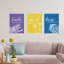 Floral Scottish Sayings Yellow Purple Blue Colourful Botanical 3 Piece Wall Art-88622470