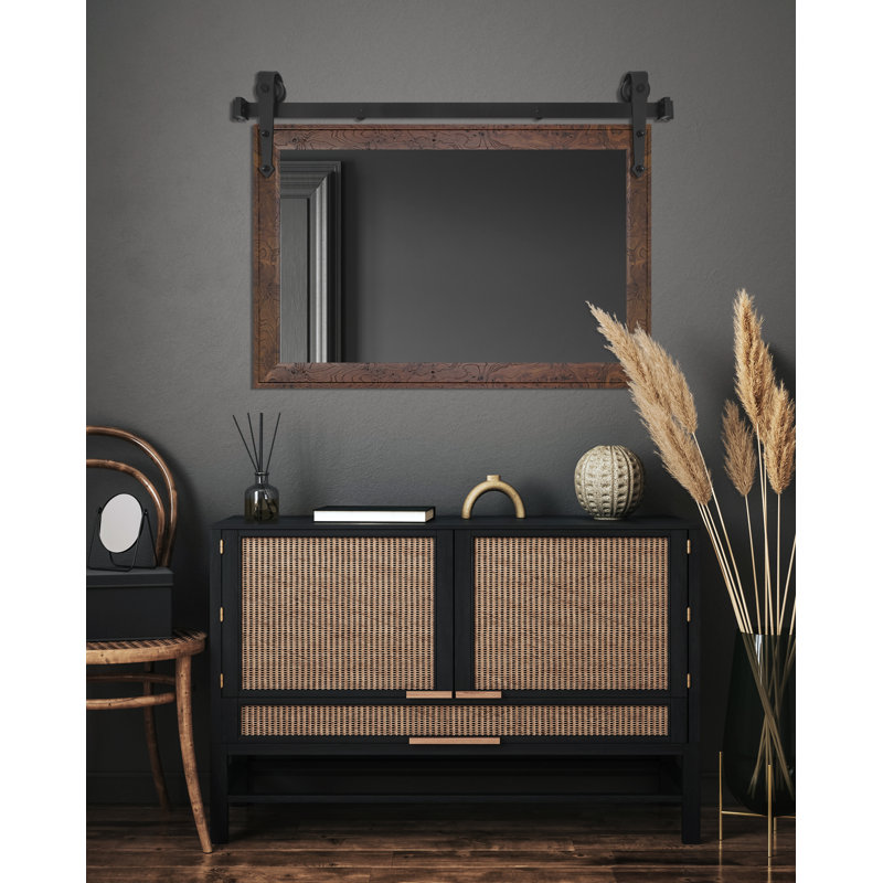 Kolette Flat Wall Mirror, Dashboard Burl, 33" H x 48" W