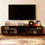 Console multimédia avec portes ventilées et tablettes ouvertes