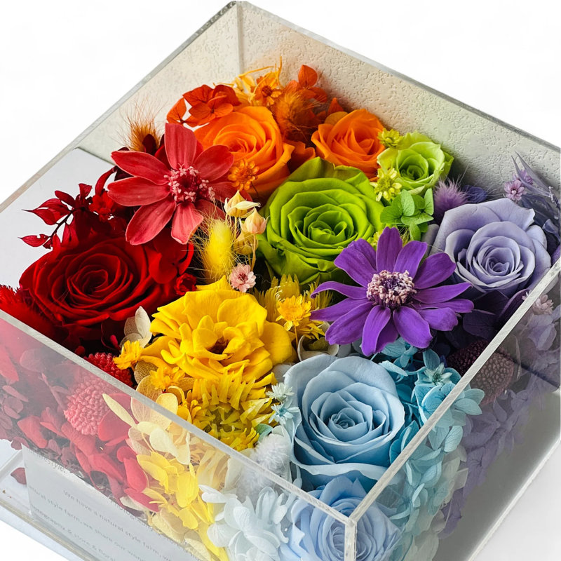 Arrangement de roses en boîte