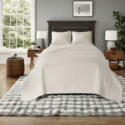 Ensemble de literie réversible en coton de qualité supérieure, crème, style maison de campagne confortable