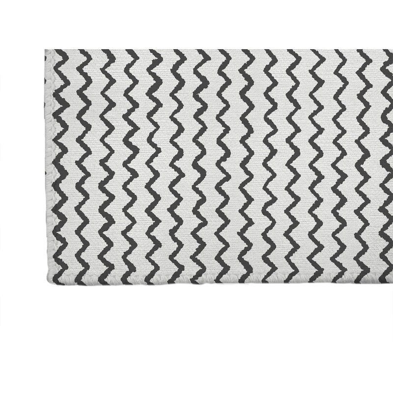 Chevron Wave Kids Play Mat, Rectangle 4' x 6', Ivory/Charcoal